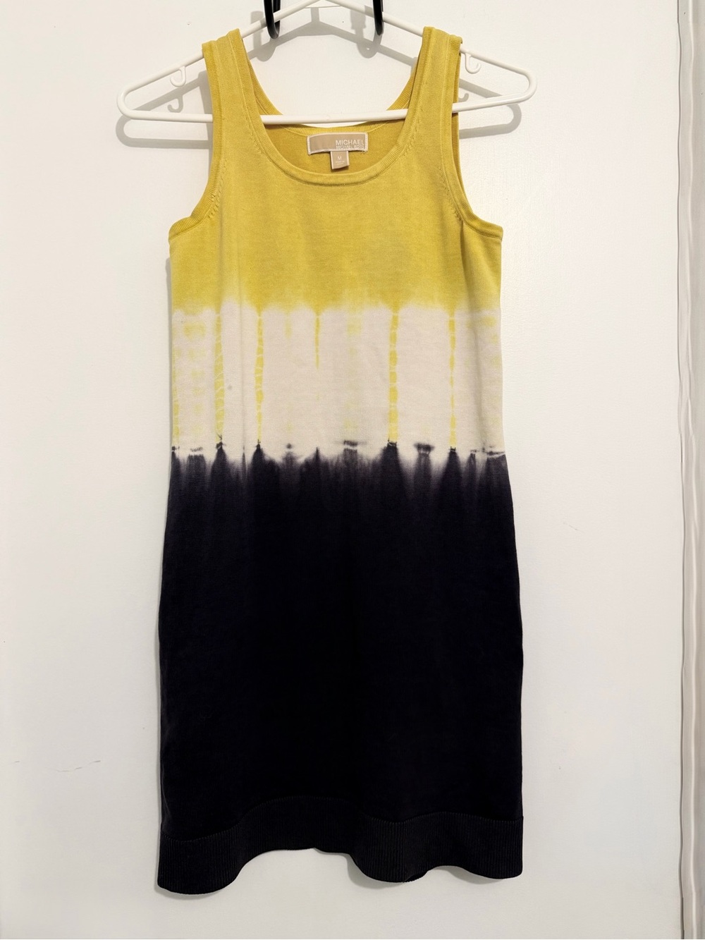 Michael Kors Yellow White Navy Tie-Dye Tank Dress